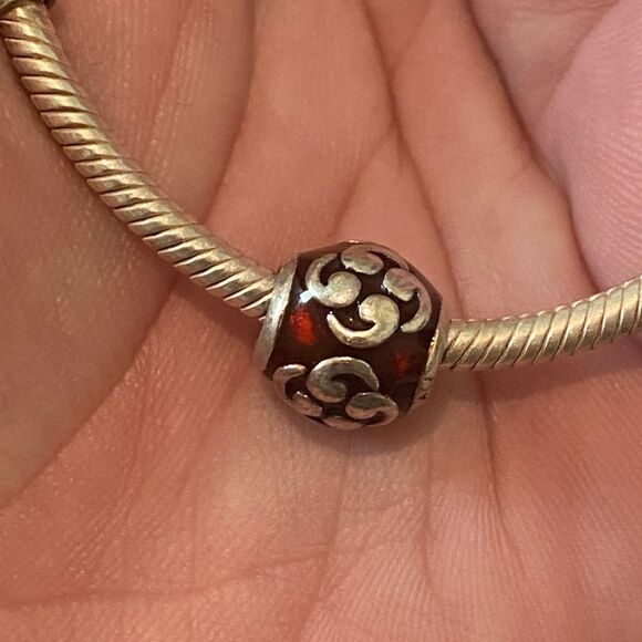 Authentic Pandora Red Zen Enamel Bead Charm - Picture 1 of 2